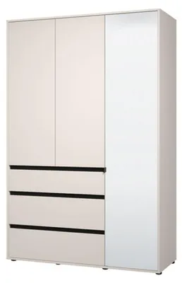 Produktbild von Kleiderschrank 3 Türen, 138x55 cm Weiß, 4 Einlegeböden