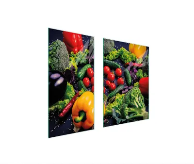 Immagine prodotto di Piastre copri fornelli 2 pezzi 75x52 Copri piano cottura in Vetroceramica tagliere in vetro verdure colorate