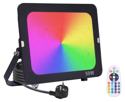 RGB LED-Strahler 50W, Fernbedienung, IP65, dimmbar, Farbwechsel