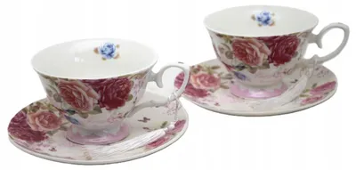 Produktbild von Domdekoracji PG-17969 Elegantes Porzellan Tassen-Set Blumenmotiv 220 ml