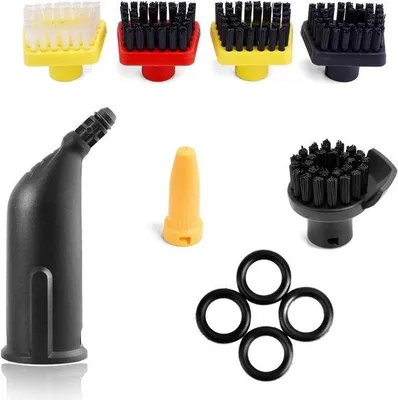 Produktbild von Premium Stoomreiniger-Nozzle-Set mit Dichtung und 5 Bürsten - Ersatzteile für Staubsauger