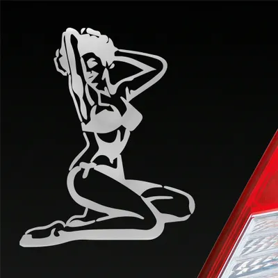 Produktbild von Auto Aufkleber Pin up Girl Sexy Girl Tuning Vintage Retro 12x10 cm Silber Sticker Heckscheibenaufkleber
