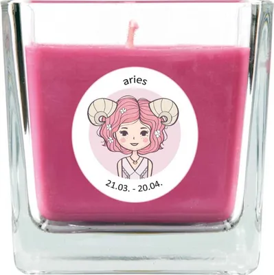 Produktbild von HS Candle "Sternzeichen" Duftkerze Lavendel im Bonbonglas ( Widder ) - viele Motive zur Auswahl, 190g - Brenndauer bis zu 50 Std - Aries