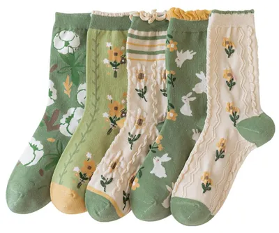 Image de 5 paires de chaussettes pour femmes, motif floral
