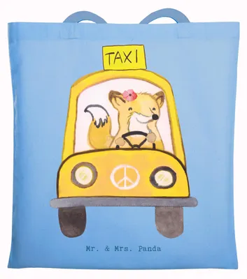 Produktbild von Mr. & Mrs. Panda Shopping Tasche Taxifahrerin Herz - Sky Blue - Geschenk, Tragetasche, Tote Bag, Laptoptasche, Schultasche, Büchertasche