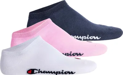 Zdjęcie produktu dla Skarpetki do trampek Champion Uni , zestaw 3 sztuk - Skarpetki do trampek Basic, Logo różowe/białe/niebieskie EU 35-38