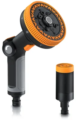 Produktbild von Brandson - Gartenbrause – 2in1 Garten Handbrause 3/4 Zoll - wechselbare Sprühköpfe – Multifunktionskopf 8 Sprühmuster – Hochdruck Jet Aufsatz – Wasserdurchfluss regelbar