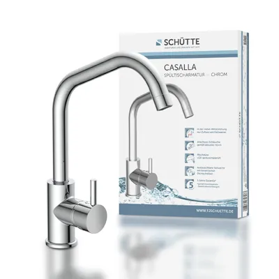 Produktbild von SCHÜTTE Küchenarmatur CASALLA, energiesparender Wasserhahn Küche, 360° schwenkbare Mischbatterie Küche, Chrom