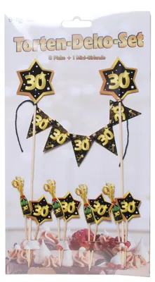 Produktbild von Tortendeko-Set 30 Geburtstag schwarz-gold Kuchendeko
