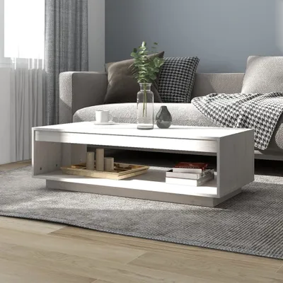 Produktbild von The Living Store Couchtisch Weiß 110x50x33,5 cm Kiefer Massivholz