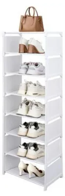 Image de Étagère à chaussures étroite et haute, 8 niveaux, 42 cm, blanche