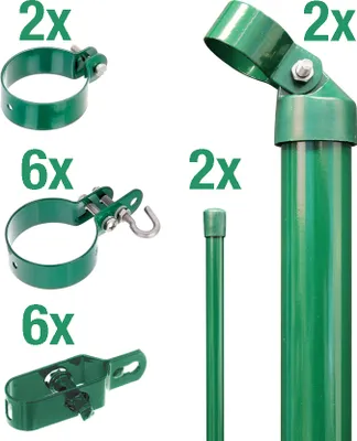 Produktbild von Alberts Zaunanschluss-Set Wellengittertor an Maschendrahtzaun | Set,2s | grün| zum Einbetonieren | Torpfosten-Ø: 60 mm | Zaunhöhe: 2000 mm