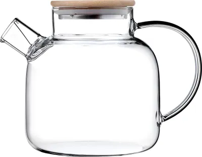 Produktbild von Glaskaraffe - Krug 1,5 l - Schraubdeckel - Für Tee, Wasser, Kompott - Mit Teesieb - Lebensmittelecht (FCM)