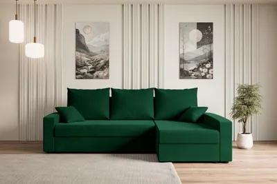 Produktbild von ALTDECOR Ecksofa mit Schlaffunktion und Bettkasten Corner Sofa Bett Eckcouch Couch L-Form Schlafcouch Ausziehbar Wohnlandschaft Schlafsofa Cauchsofa ALESIA-L -231x140x90 cm Grün