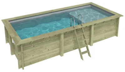 Immagine prodotto di Piscina in legno AQUA 6.1 x 2.85 – H.1.31 m con spiaggia, grigio, con supporti da cementare