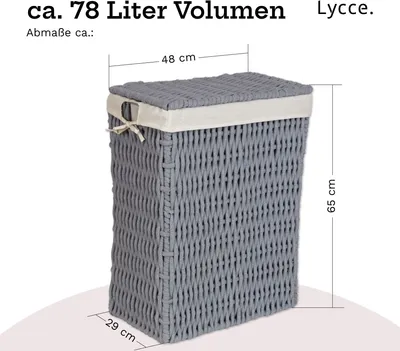 Image de Panier à linge Lycce Coton avec couvercle Panier à linge étroit en coton gris, taille : taille 3