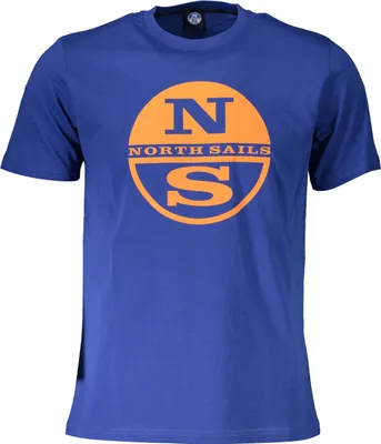 Produktbild von Blaues Herren Kurzarm-T-Shirt mit Logo und Druck - Rundhalsausschnitt