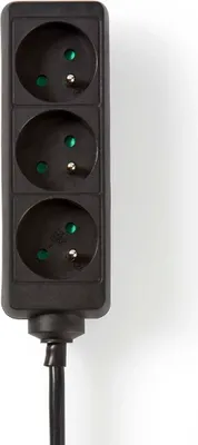 Produktbild von Nedis Steckdosenleiste - Frankreich / Typ E (CEE 7/6) - 3-Wege - 5.00 m - 3680 W - 16 A - Art der Erdung: Erdungsstift - 230 V AC 50/60 Hz - Buchsenwinkel: 45 ° - H05VV-F 3G1.5mm² - Schwarz