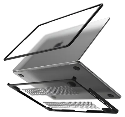 Produktbild von Mobilize Protection Schutzhülle für MacBook Air 13 Zoll (2018-2020), Hartschalenhülle, Laptop-Schutz, MacBook-Hülle - Transparent / Schwarz - Modell A1932 / A2179 / A2337