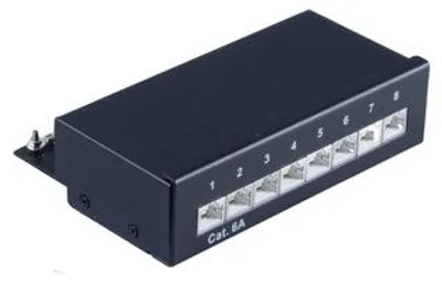 Produktbild von cat 6A Patchpanel, geschirmt, schwarz, 8 Ports