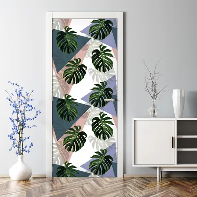 Produktbild von Dekorative Türtapete selbstklebend Türaufkleber Aufkleber Fensterblätter und Dreiecke 77 x 200 cm