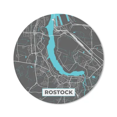 Produktbild von MuchoWow® Mauspad Mousepad Blau - Deutschland - Karte - Rostock 50x50 cm - Mousepads - Maus Mat - Pad - Mausunterlage - Vinyl