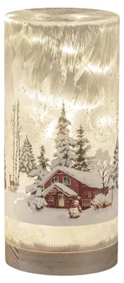 Produktbild von formano LED Deko Licht Winterlandschaft Leuchtglas Holzsockel 20 cm Timer 6/18h