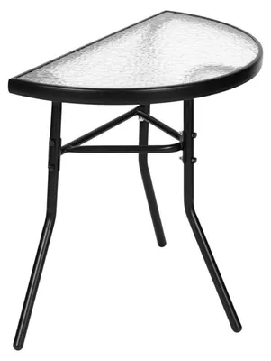 Obrázek produktu pro MultiGarden SC-090 Půlkruhový skleněný zahradní stolek, 70 x 64 x 43 cm, černý