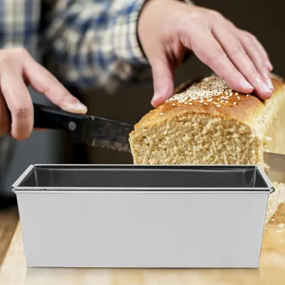 Produktbild von Brotbackform und Toastbrotform aus Edelstahl, rechteckige Kastenform ohne Deckel für Backofen und Küche, 18cm silber