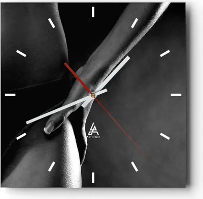 Produktbild von Wanduhr - Quadrat - Glasuhr - Frau Modell erotisch - 30x30cm - Schleichendes Uhrwerk - Lautlos - zum Aufhängen bereit - Dekoration Modern - Wanddekoration aus Glas - C3AC30x30-1370