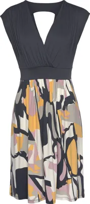 Produktbild von LASCANA Sommerkleid mit Rückenausschnitt, Oberteil in Wickeloptik bedruckt Größe 44