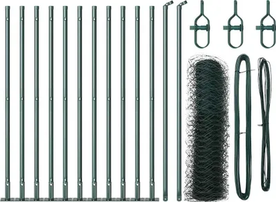 Produktbild von vidaXL Sechseckzaun mit Betonsockel 25 x 0,6 m PVC-beschichteter Stahl