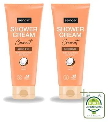 Image de 2 x Crème douche au lait de coco Sence - Nourrissante - 200 ml - Lot de 2 pièces