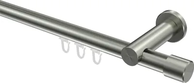 Produktbild von Interdeco Innenlaufstange / Gardinenstange mit Innenlauf Edelstahl-Optik, Typ Platon Santo (Kappe), 20 mm Ø 1-läufig, 600 cm