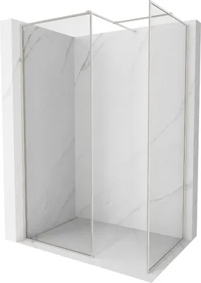 Produktbild von Mexen Kioto-F Duschwand Walk-in mit Rahmen 160 x 70 cm, transparent 8 mm, gebürsteter Nickel - 800-160-202-04-97-070