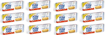 Produktbild von 12x Kinder Ferrero Plum Cake mit griechischem Joghurt zubereitet cremiger und weicher Snack kuchen ( 6 x 32g ) 192g