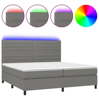 Produktbild von Boxspringbett mit Matratze & LED Dunkelgrau 200x200 cm Stoff