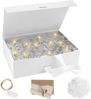 Immagine prodotto di Scatola regalo pieghevole con coperchio - Illuminazione LED - 23 x 17 x 7 cm - Ideale per anniversari, compleanni, Natale