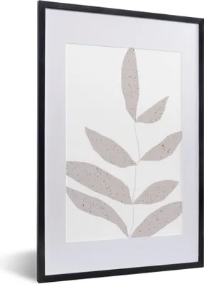 Produktbild von MuchoWow® Gerahmtes Poster Blätter - Design - Pastell 40x60 cm - Poster mit Schwarzem Bilderrahmen Wandposter Rahmen Foto Bilder - Poster in Rahmen