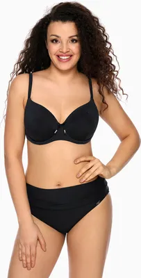 Produktbild von Ava Damen Bikini Oberteil Bademode musterlos Bügel regulierbar SK-13, Schwarz, 90H