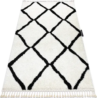 Produktbild von Teppich BERBER CROSS weiß Franse berber marokkanisch shaggy zottig Weiß 240x330 cm