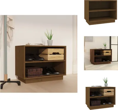 Obrázek produktu pro vidaXL Botník medově hnědý 60x34x45 cm z masivního borovicového dřeva - Botníky a skříně