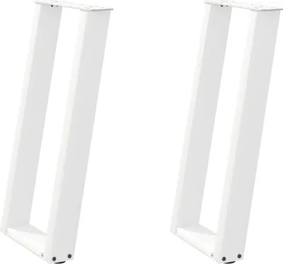 Image de vidaXL Pieds de table console en forme de U 2 pcs. Blanc 38x(72-73) cm Acier