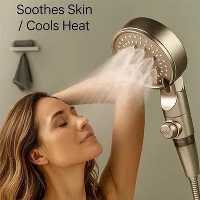 Produktbild von Duschkopf mit 5 Sprühstufen und Filter, Hochdruck-Handbrause mit Filter, in Grau