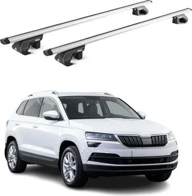 Zdjęcie produktu dla Bagażnik dachowy Podstawowy bagażnik dachowy do Skoda Karoq 2017-2025 90 kg Aluminium Srebrny 2 części ABE
