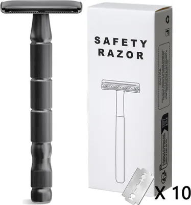 Image de INF Rasoir de sécurité à simple tranchant - Alliage d'Aluminium, 11cm, 11 pièces Le noir