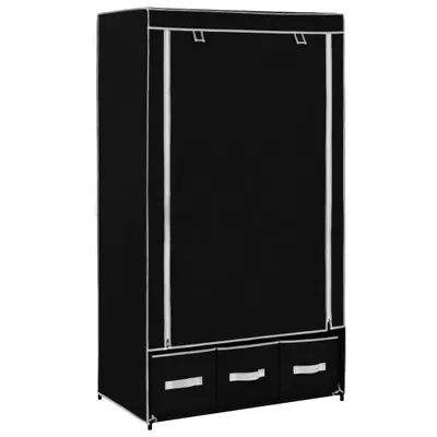 Image de vidaXL Armoire noire 87 x 49 x 159 cm Tissu