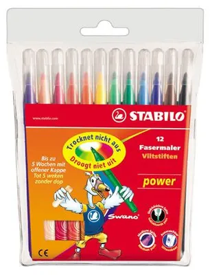 Produktbild von Filzstift - STABILO power - 12er Pack - mit 12 verschiedenen Farben