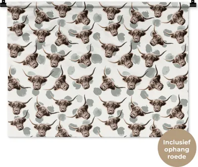 Produktbild von MuchoWow® Wandteppich Wandbehang Schottisches Hochlandrind - Kuh - Tiere 90x67.5 cm Tapisserie Dekoration Wandtuch - Fototeppich - Wand-Skulpturen