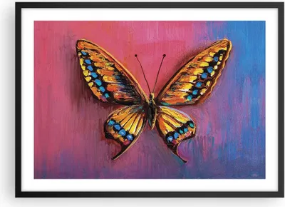 Produktbild von Gerahmtes Poster - Schwarzer Rahmen - Schmetterling bunt gemalt - 70x50 cm - Wand Bild - Wanddeko - Wandbilder - Kunstposter - Wandposter - Bilderrahmen - Bilder - Kunstdruck - P2BAA70x50-5012